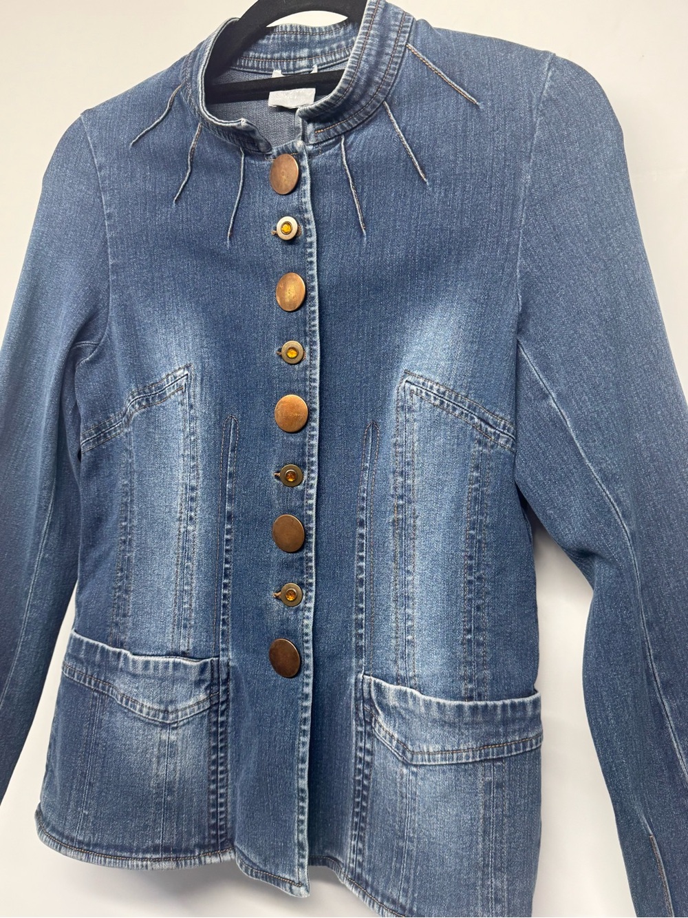 Bosca Denim Jacket in Blue with Copper Stitching Medium Fun buttons
